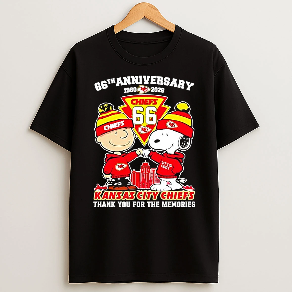 Peanuts With Kansas City Chiefs 66th Anniversary Thank You For The Memories T Shirt