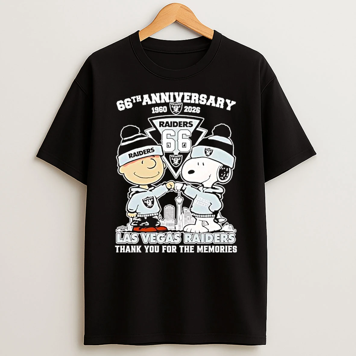 Peanuts With Las Vegas Raiders 66th Anniversary Thank You For The Memories T Shirt