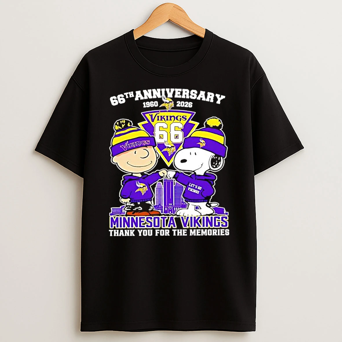 Peanuts With Minnesota Vikings 66th Anniversary Thank You For The Memories T Shirt