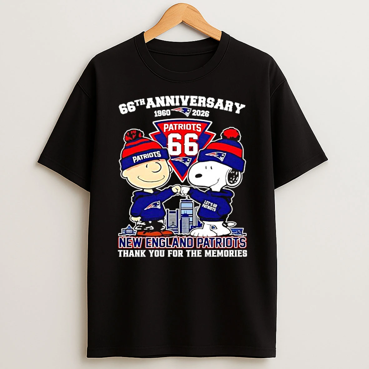 Peanuts With New England Patriots 66th Anniversary Thank You For The Memories T Shirt