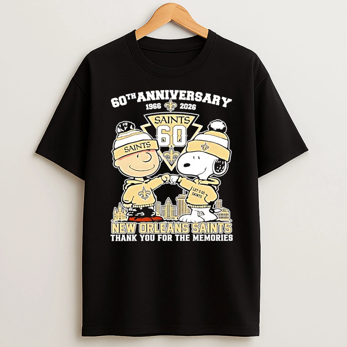 Peanuts With New Orleans Saints 60th Anniversary Thank You For The Memories T Shirt