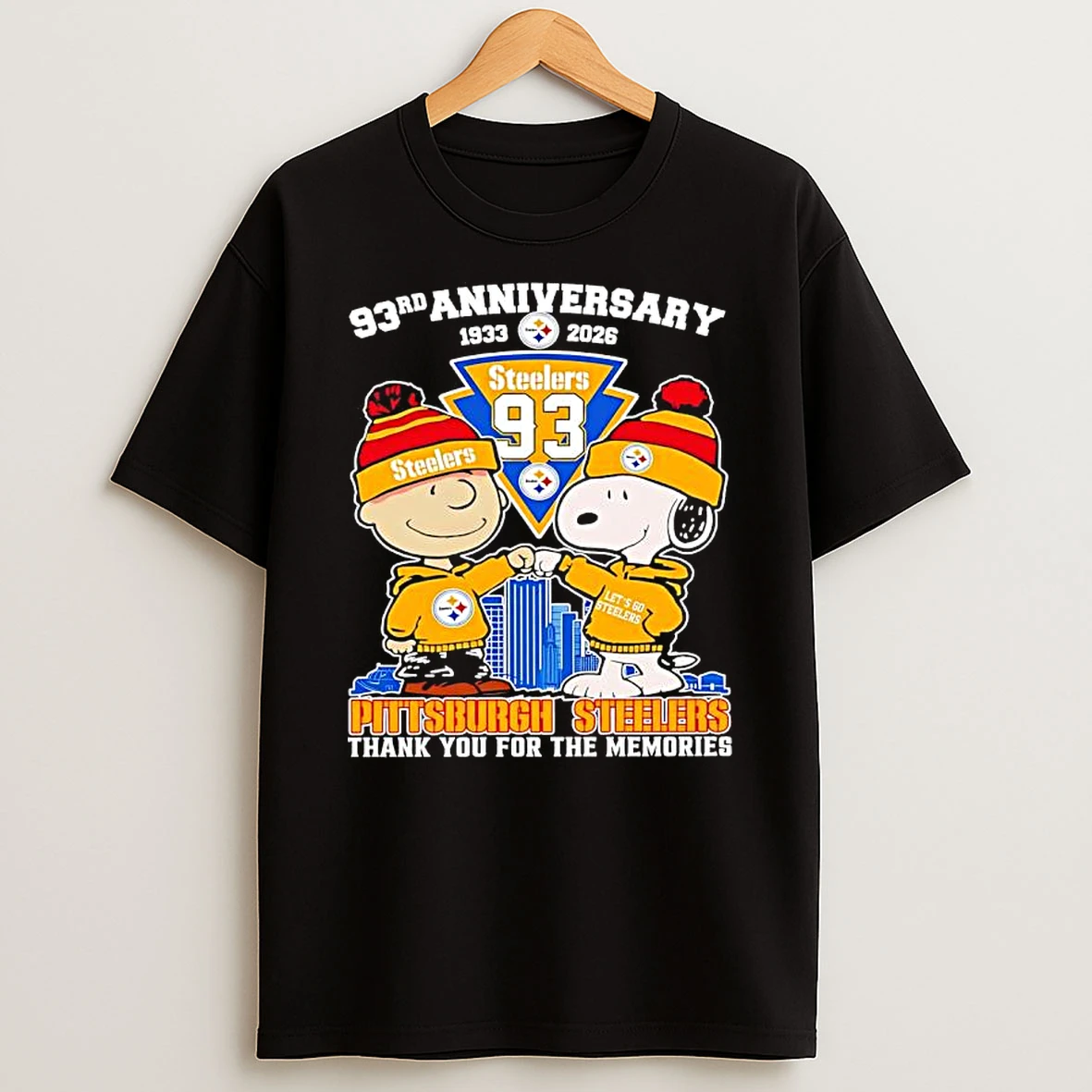 Peanuts With Pittsburgh Steelers 93rd Anniversary Thank You For The Memories T Shirt