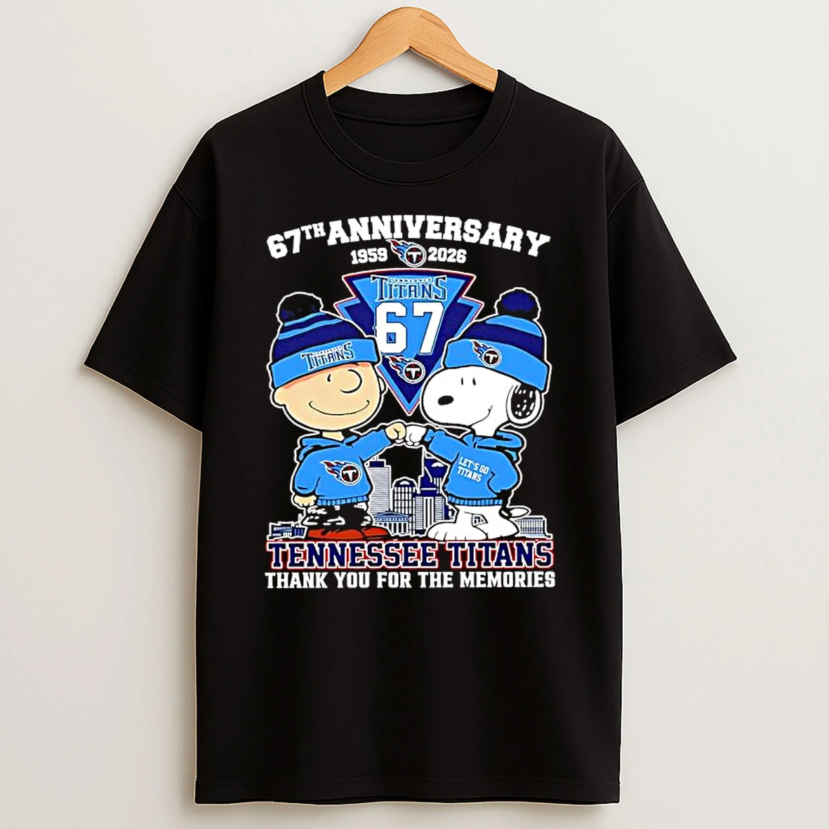 Peanuts With Tennessee Titans 67th Anniversary Thank You For The Memories T Shirt