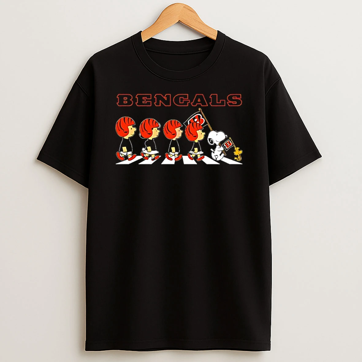 Peanuts X Cincinnati Bengals Football Flag Walking T Shirt
