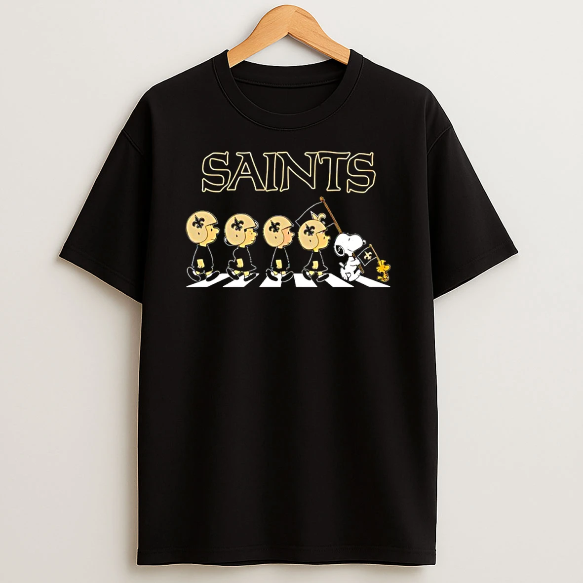 Peanuts X New Orleans Saints Football Flag Walking T Shirt