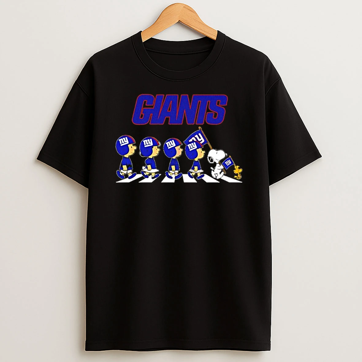 Peanuts X New York Giants Football Flag Walking T Shirt