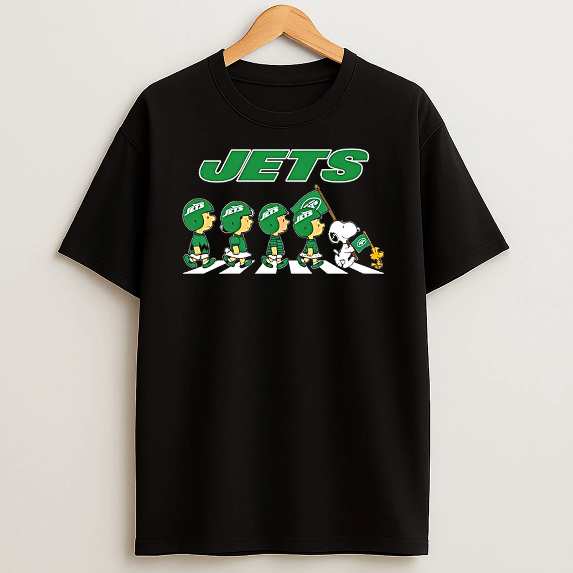 Peanuts X New York Jets Football Flag Walking T Shirt