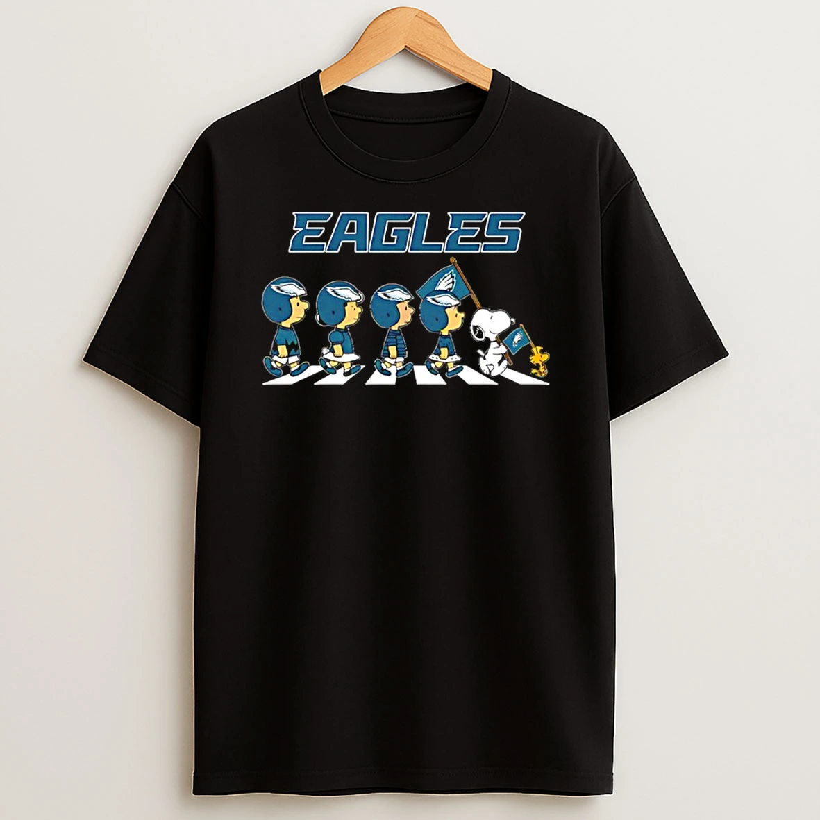 Peanuts X Philadelphia Eagles Football Flag Walking T Shirt