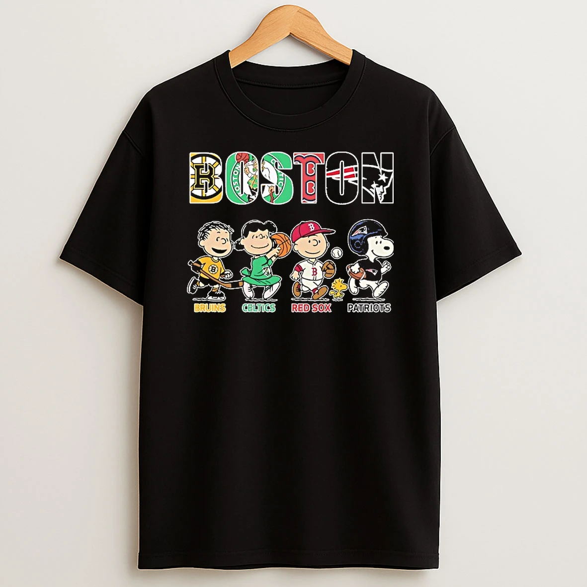 Peanuts X Sports In City Boston Bruins Celtics Red Sox Patriots T Shirt