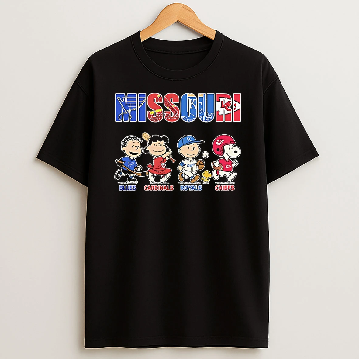 Peanuts X Sports In City Missouri Blues Cardinals Royals And Chiefs T Shirt