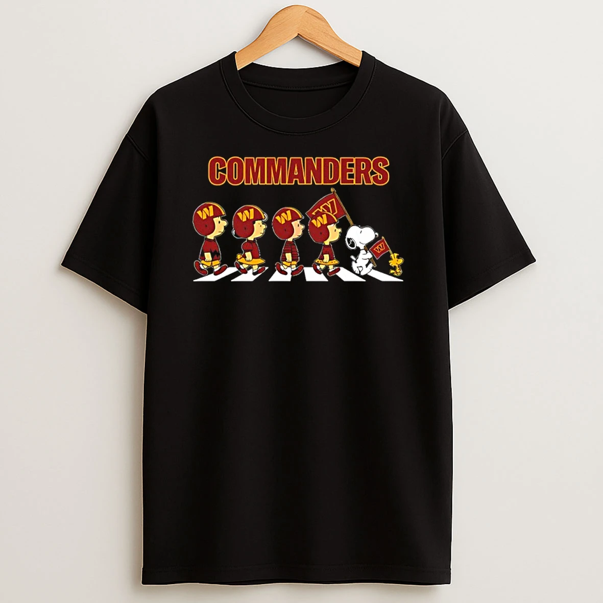 Peanuts X Washington Commanders Football Flag Walking T Shirt