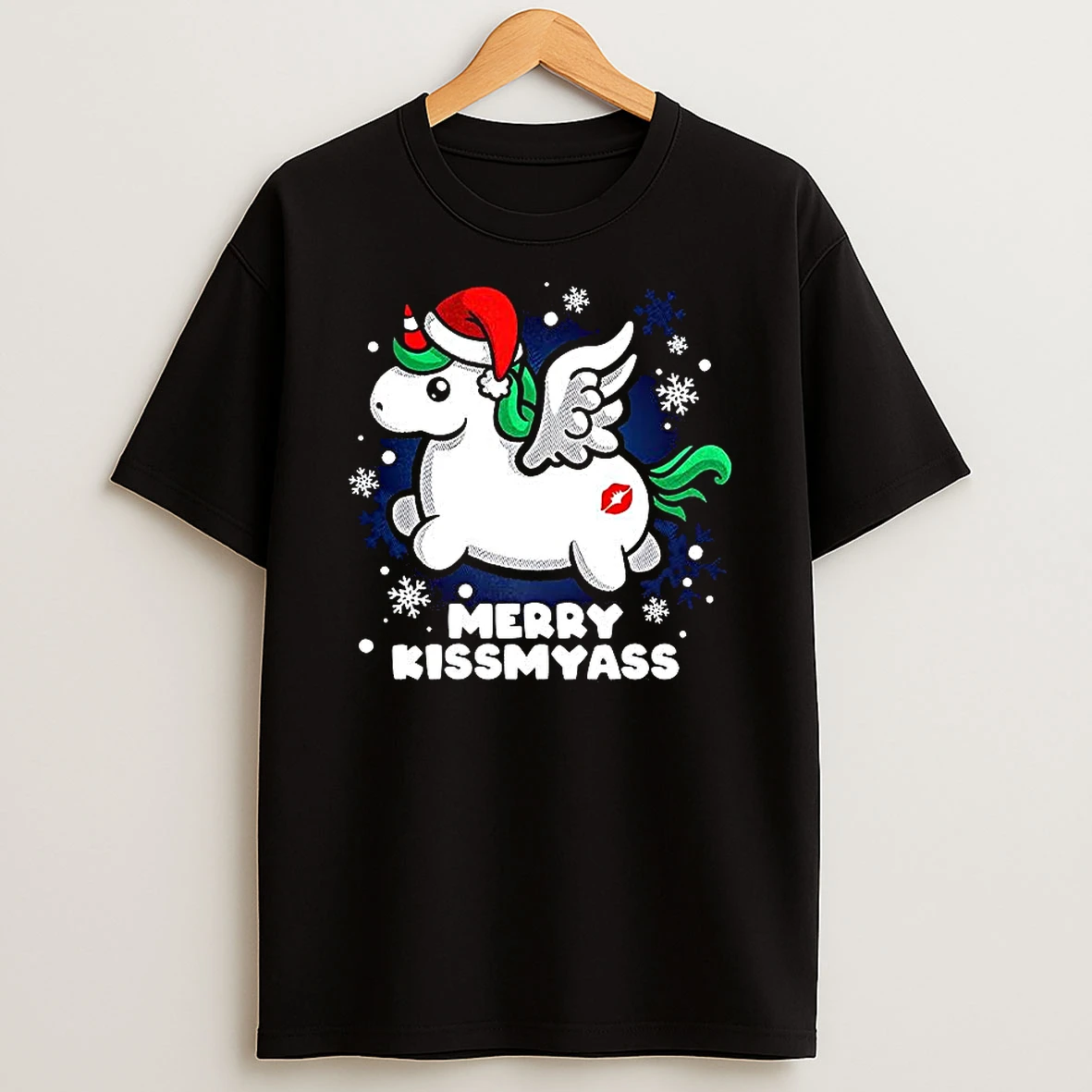 Pegasus Santa Hat Merry Kissmyass T Shirt