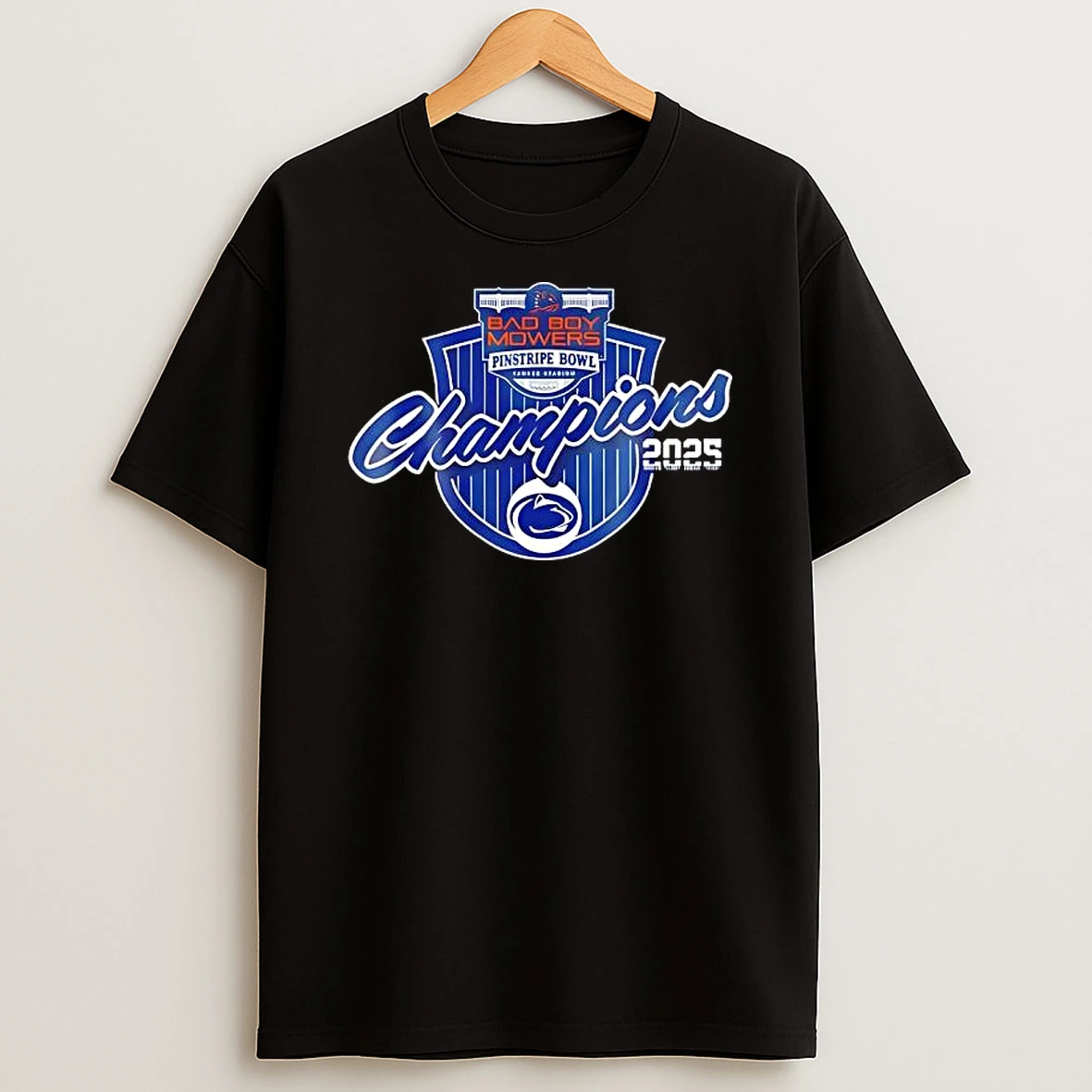 Penn State Bad Boy Mowers Pinstripe Bowl Champions 2025 Logo T Shirt