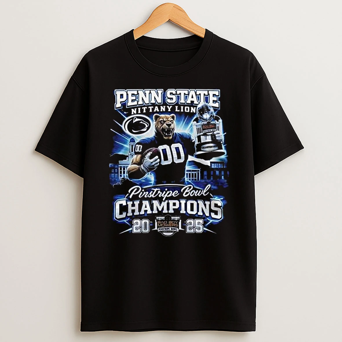 Penn State Nittany Lions 2025 Pinstripe Bowl Champions Mascot T Shirt