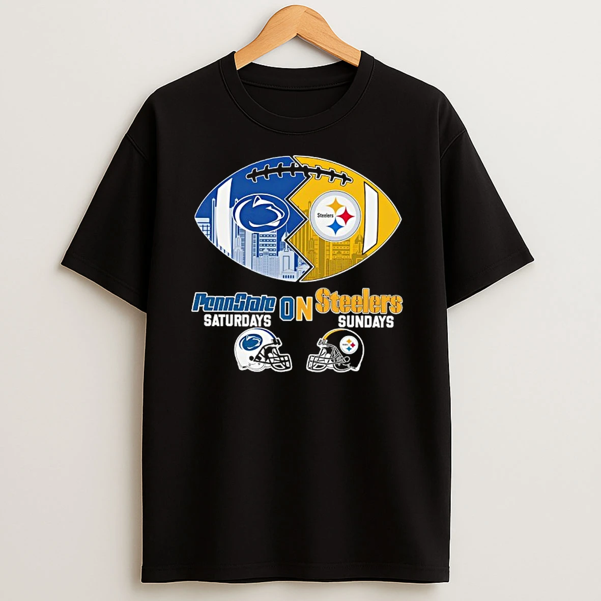Penn State On Saturdays Pittsburgh Steelers On Sundays Helmet T Shirt