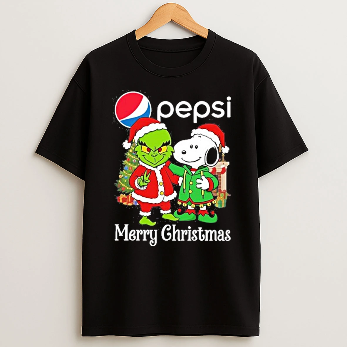 Pepsi Santa Grinch X Santa Snoopy Merry Christmas T Shirt