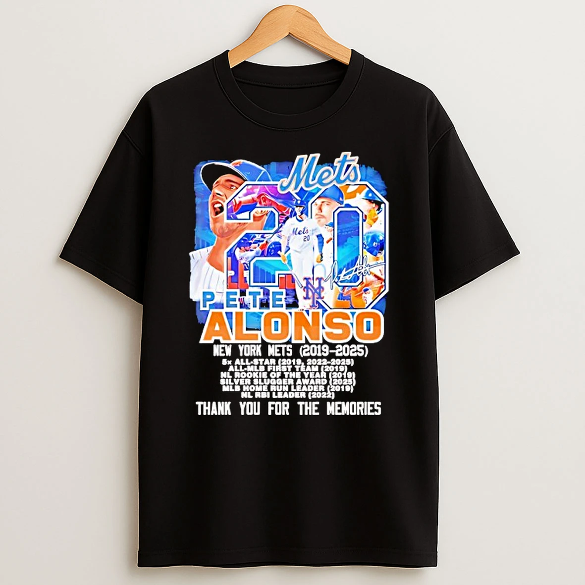 Pete Alonso 20 New York Mets 2019 2025 Thanh You For The Memories T Shirt