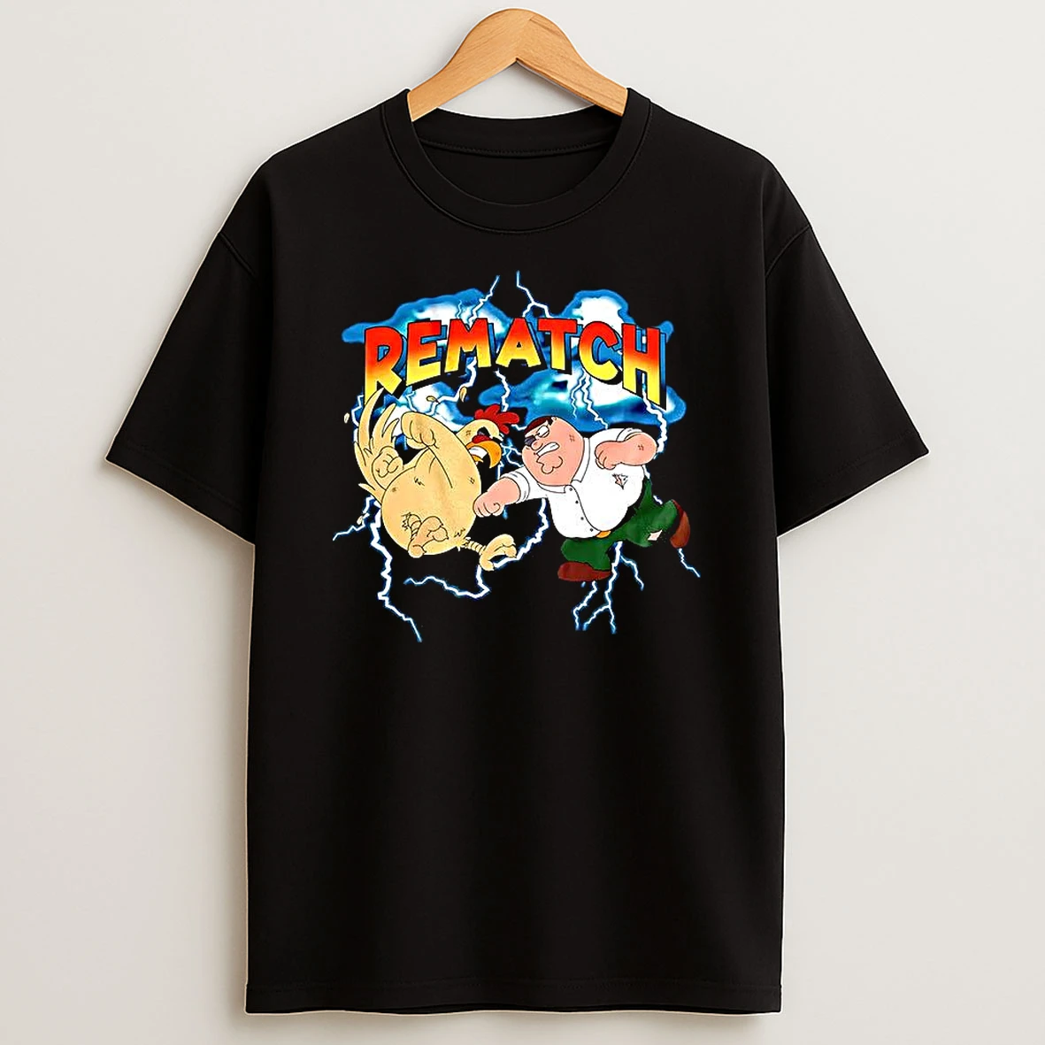 Peter Griffin Vs Ernie The Giant Chicken Family Guy Fight Rematch Cartoon T Shirt