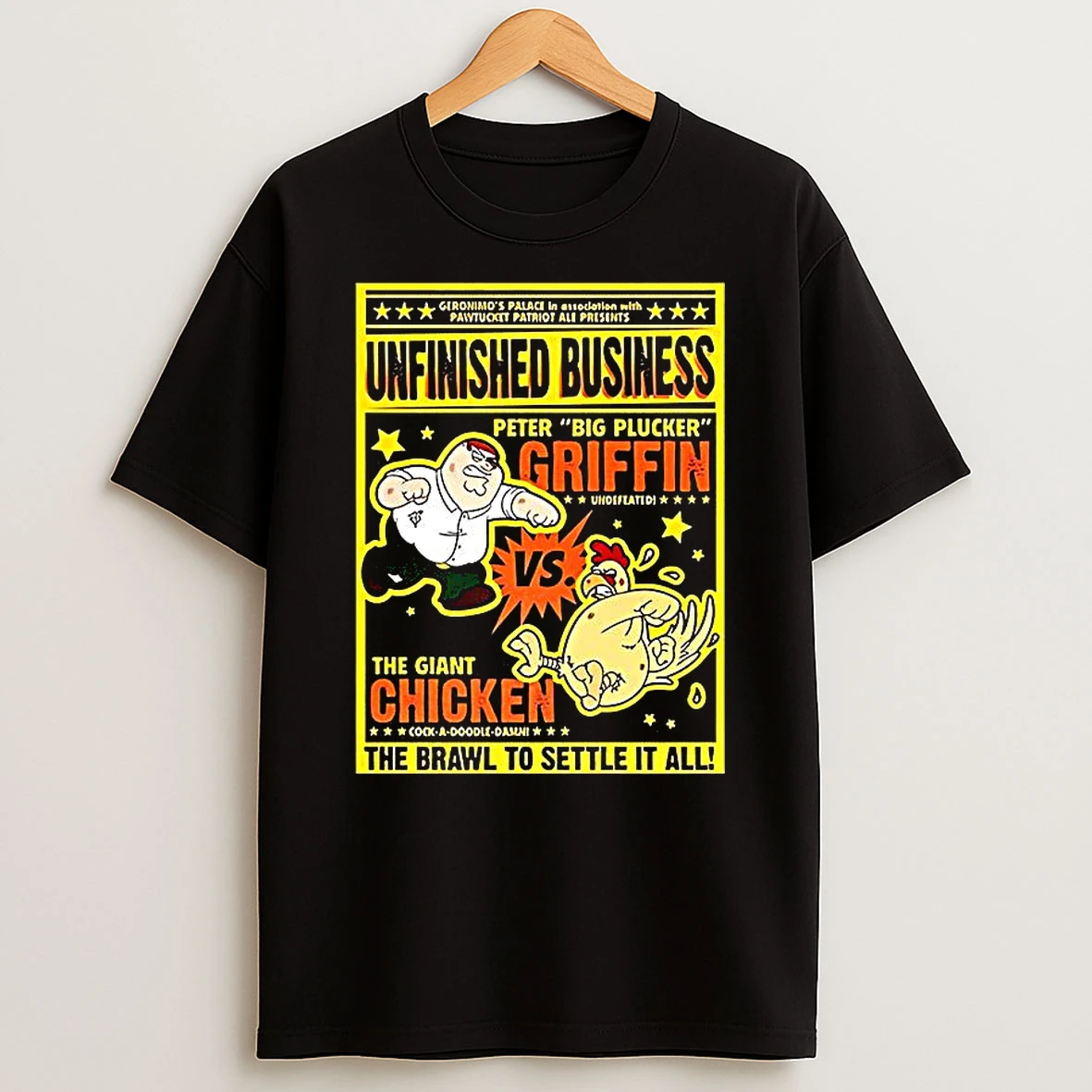 Peter Griffin Vs Giant Chicken Unfinished Business Cartoon T Shirt