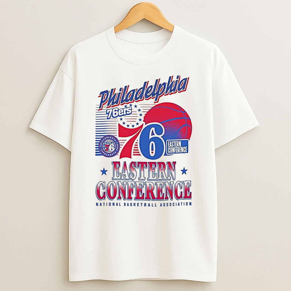 Philadelphia 76ers Nba Eastern Conference Logo And Ball T Shirt