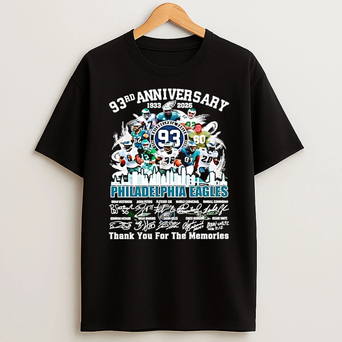Philadelphia Eagles 1933 2026 93rd Anniversary Thank For The Memories Signature T Shirt