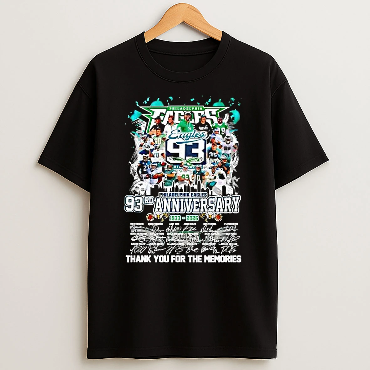 Philadelphia Eagles 1933 2026 93rd Anniversary Thank For The Memories Signatures T Shirt