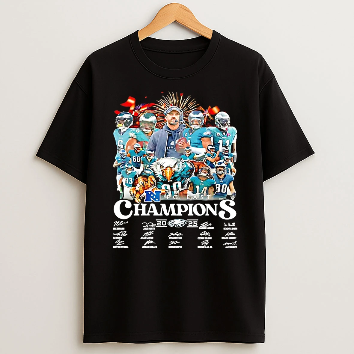 Philadelphia Eagles 2025 Nfl Afc East Champions Signatures T Shirt