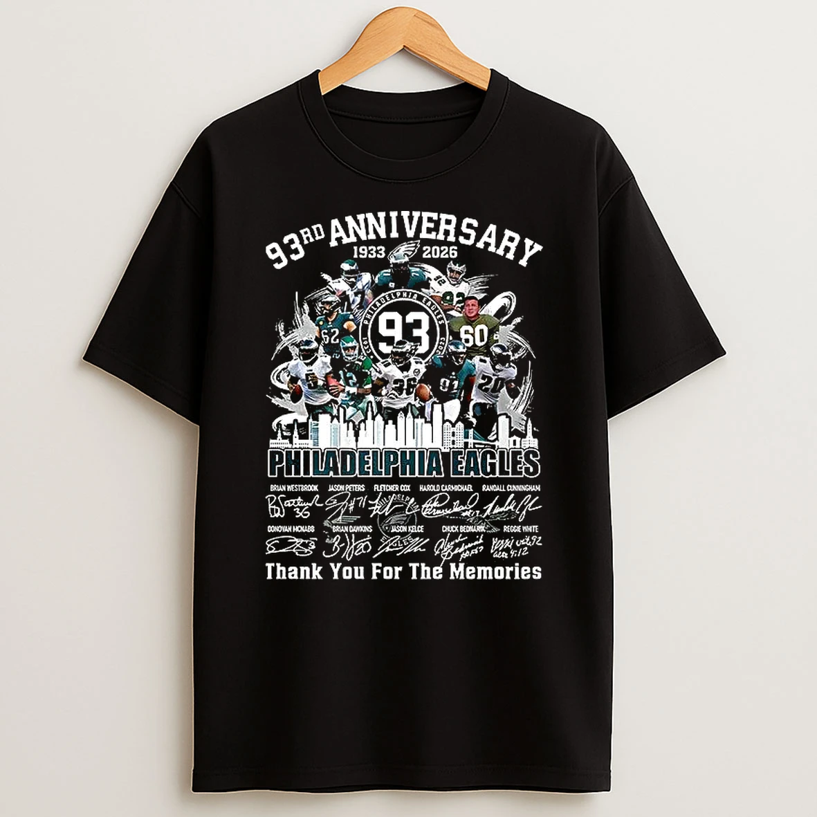 Philadelphia Eagles 93rd Anniversary 1933 2026 Thank You For The Memories Signature T Shirt