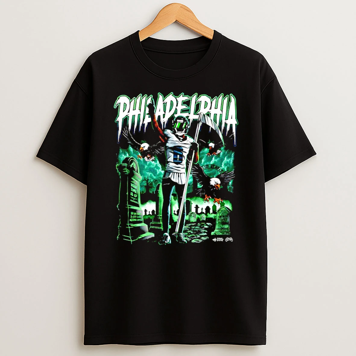 Philadelphia Eagles Slim Reaper Graveyard T Shirt