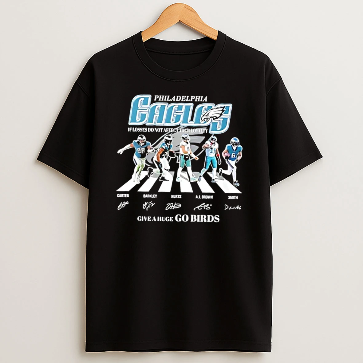 Philadelphia Eagles Smith A J Brown Hurts Barkley Carter Abbey Road Give A Huge Go Birds T Shirt