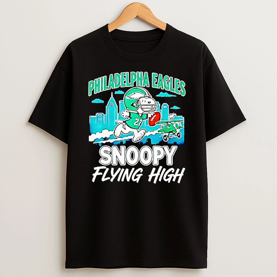 Philadelphia Eagles Snoopy Flying High Football Peanuts T Shirt