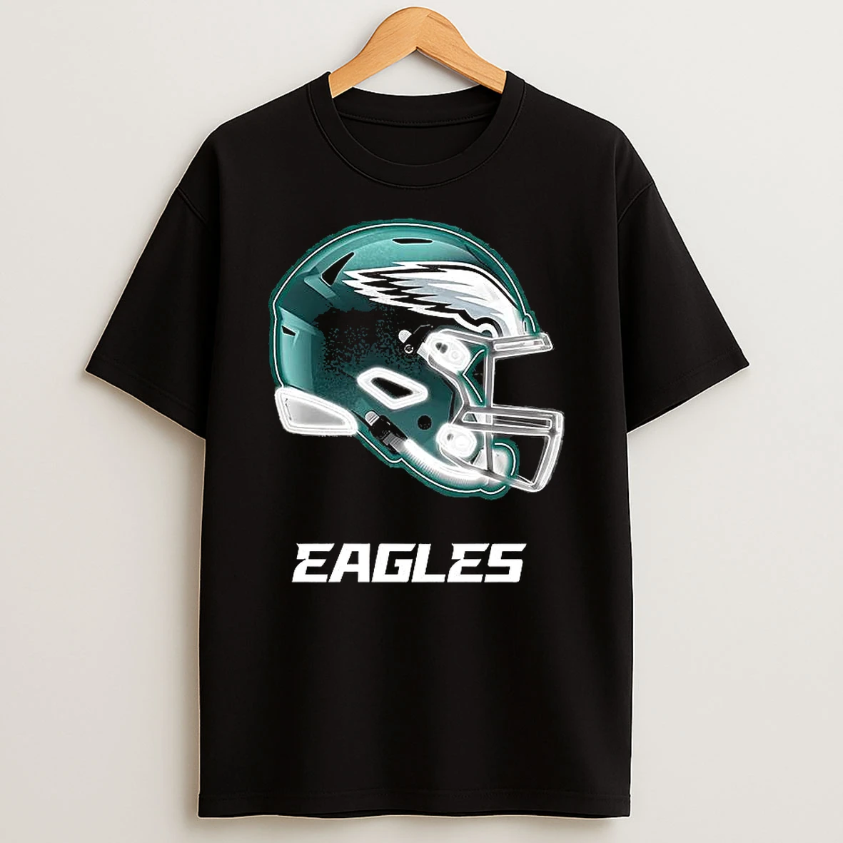 Philadelphia Eagles Football Helmet Neon T Shirt