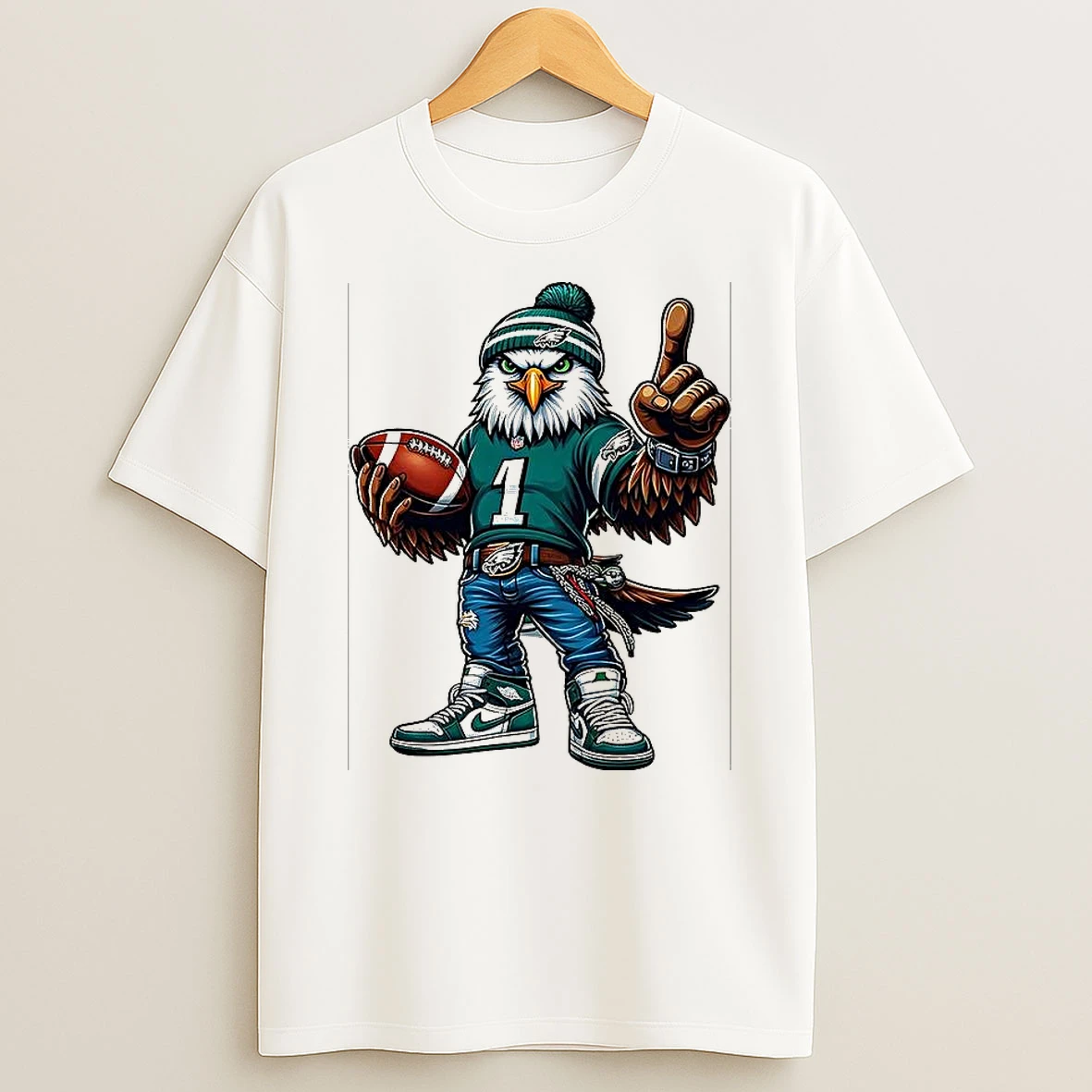 Philadelphia Eagles Football Mascot Pointing Number 1 T Shirt