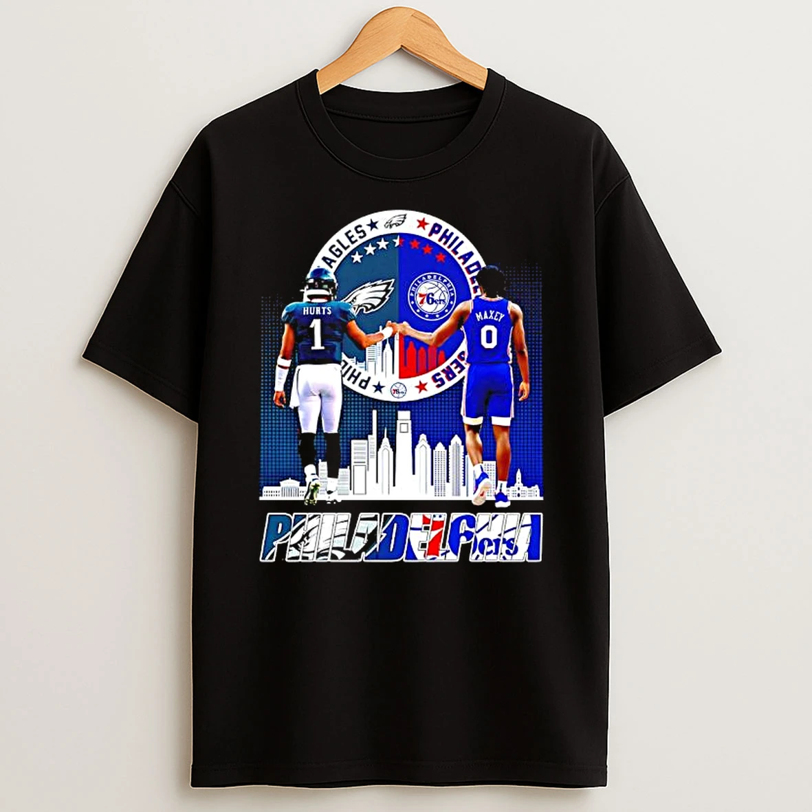 Philadelphia Sports Eagles Vs 76ers Quarterback Jalen Hurts Vs Tyrese Maxey T Shirt