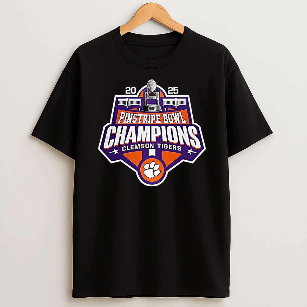 Pinstripe Bowl Champions 2025 Clemson Tigers T Shirt