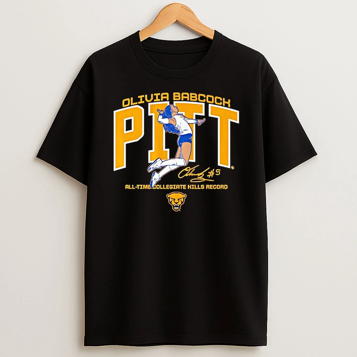 Pitt Panthers Volleyball Olivia Babcock Queen Of Kills All Time Collegiate Hills Record Signature Tshirt Hoodie