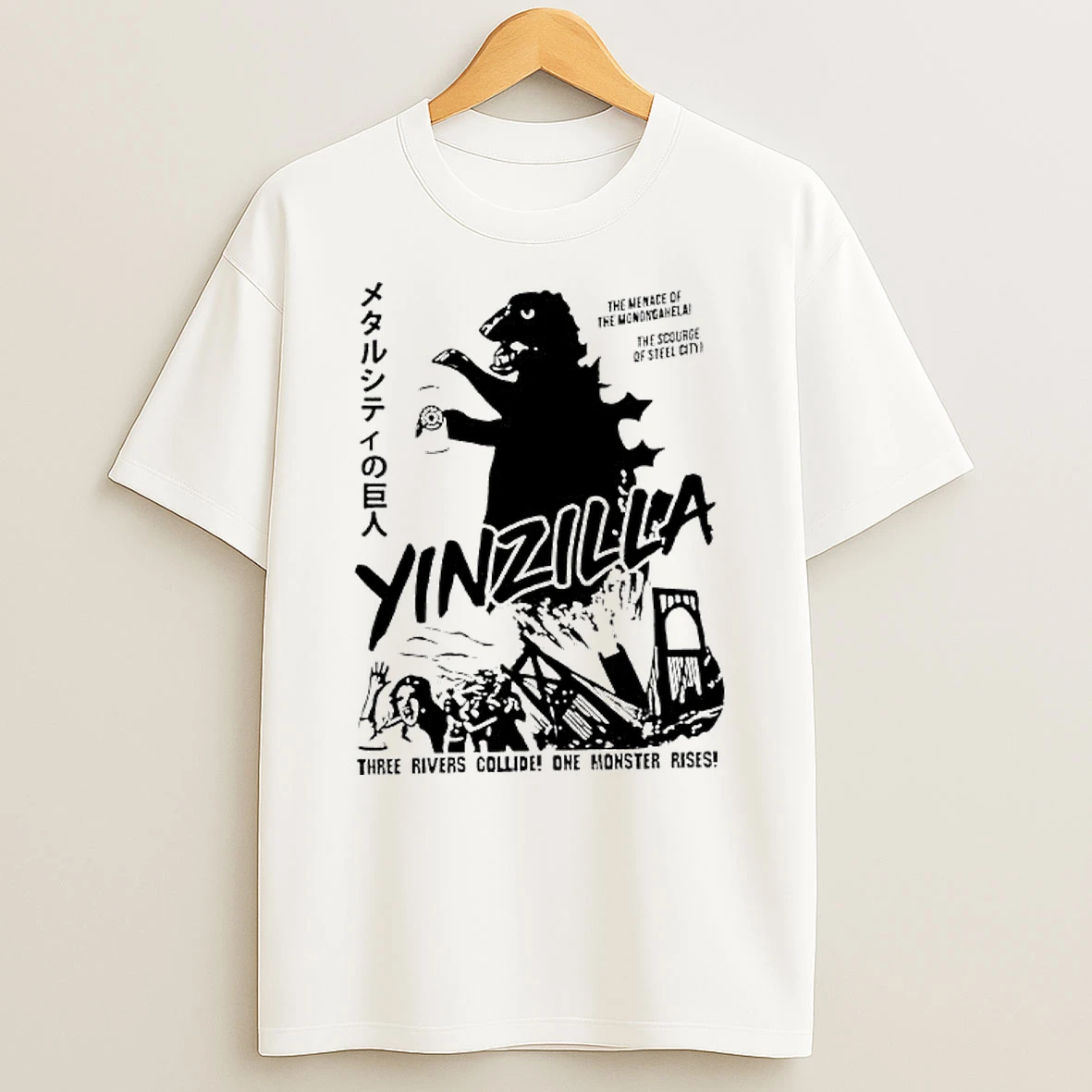 Pittsburgh Gold Yinzilla Three Rivers Collide One Monster Rises T Shirt