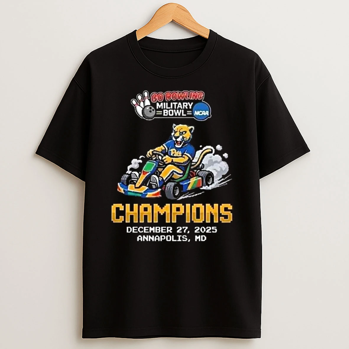 Pittsburgh Panthers 2025 Go Bowling Military Bowl Champions Mario Kart Stadium Annapolis Maryland December 27 2025 T Shirt