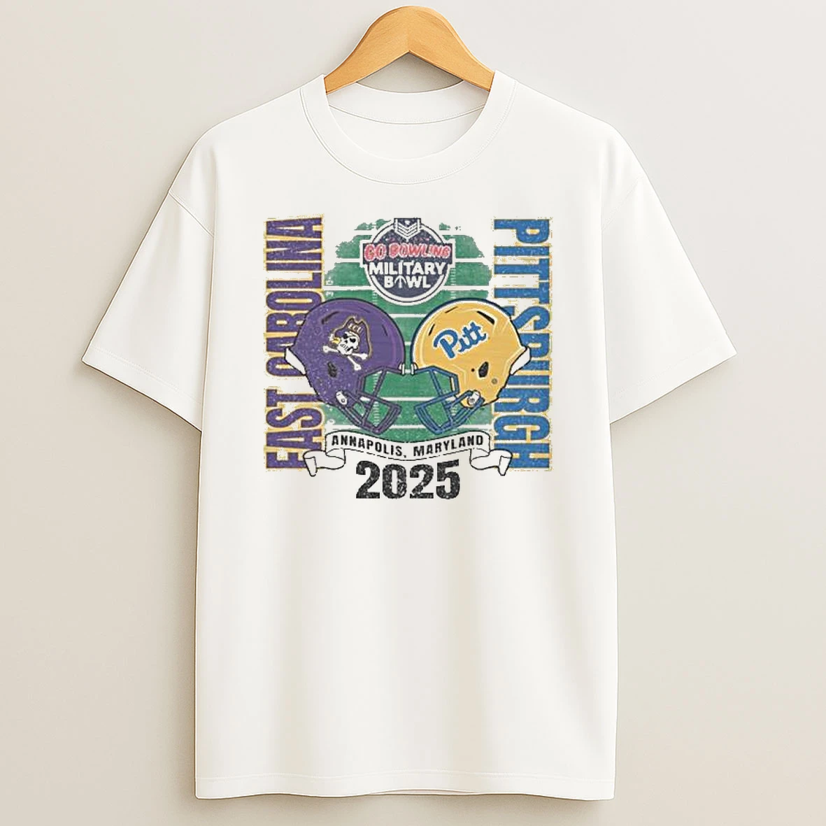 Pittsburgh Panthers Vs East Carolina Pirates 2025 Military Bowl Annapolis Maryland Helmet T Shirt