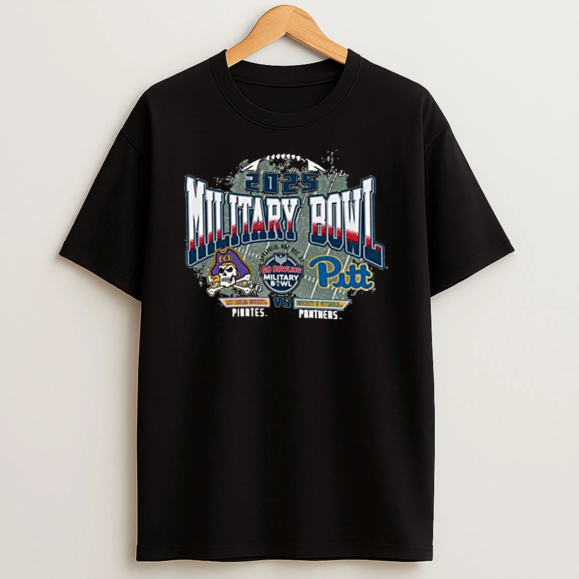 Pittsburgh Panthers Vs East Carolina Pirates 2025 Military Bowl Dueling Helmets Champion T Shirt