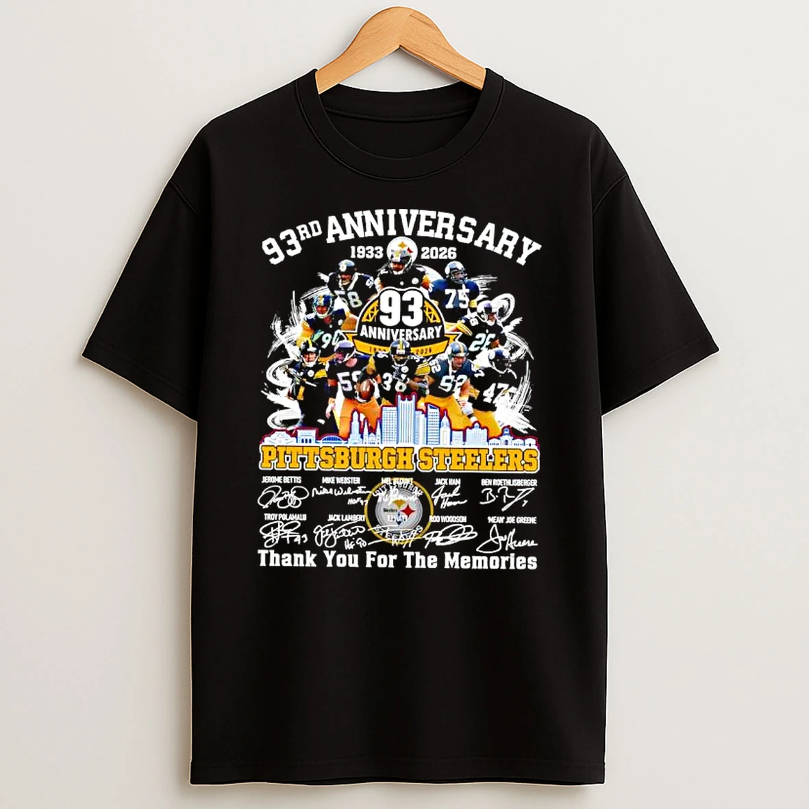 Pittsburgh Steelers 1933 2026 93rd Anniversary Thank For The Memories Signature T Shirt