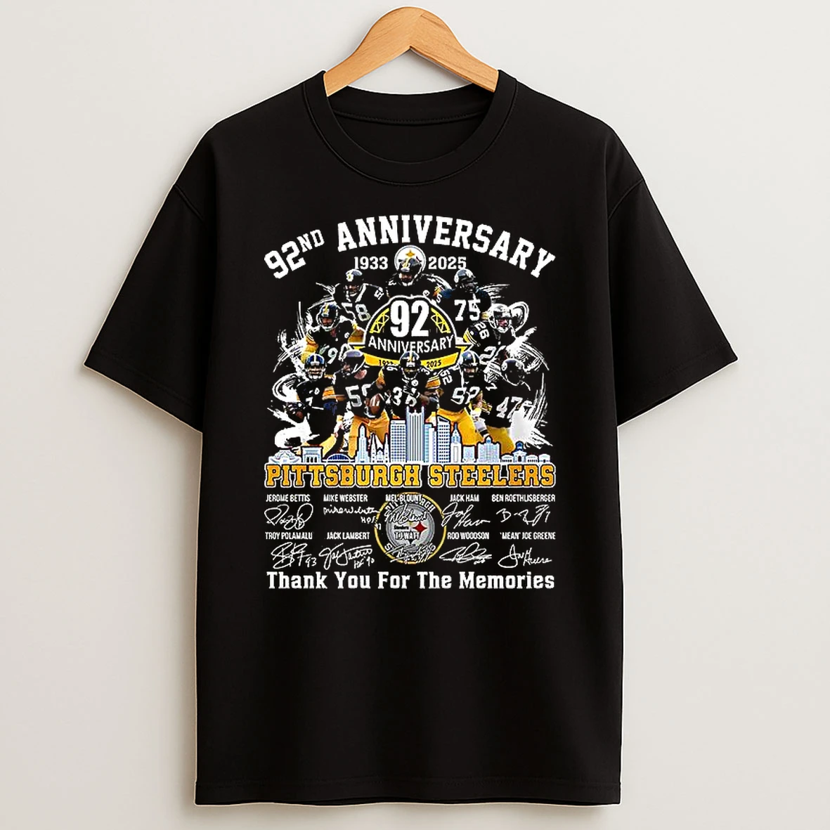 Pittsburgh Steelers 92nd Anniversary 1933 2025 Thank You For The Memories Signature T Shirt