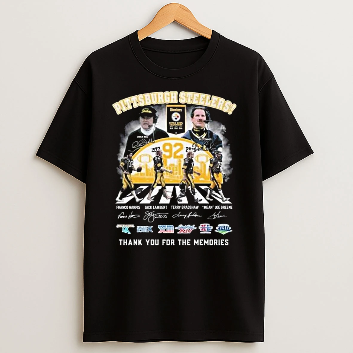 Pittsburgh Steelers 92th Anniversary 1933 2025 Thank You For The Memories Players Abbey Road Signatures Vintage T Shirt