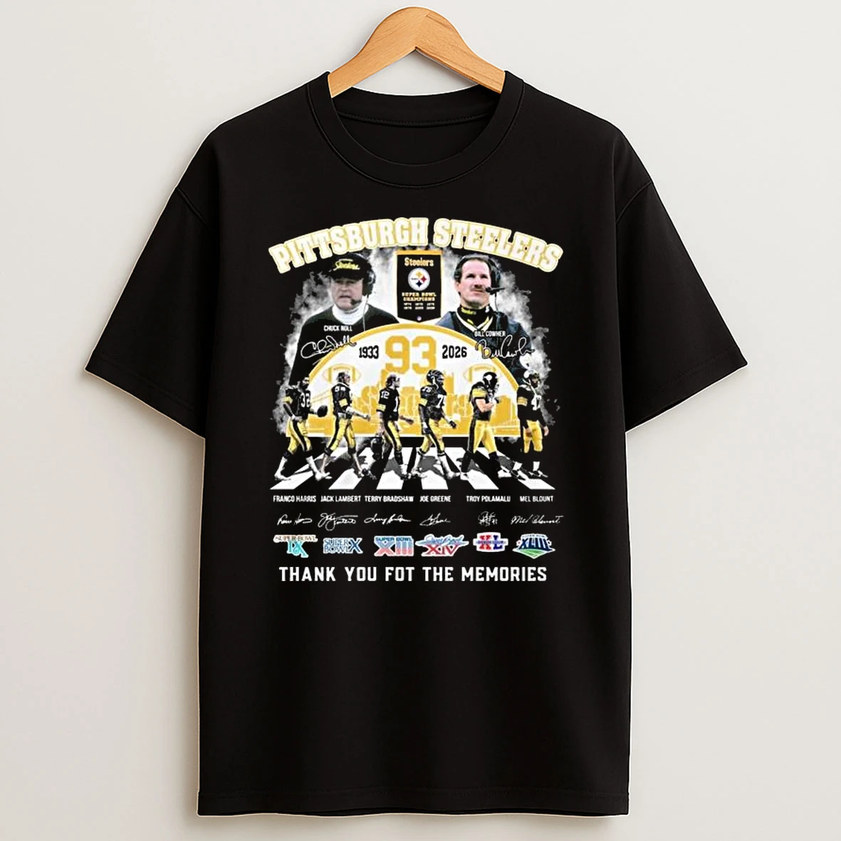 Pittsburgh Steelers 93 Years 1933 2026 Signature Thank You For The Memories T Shirt