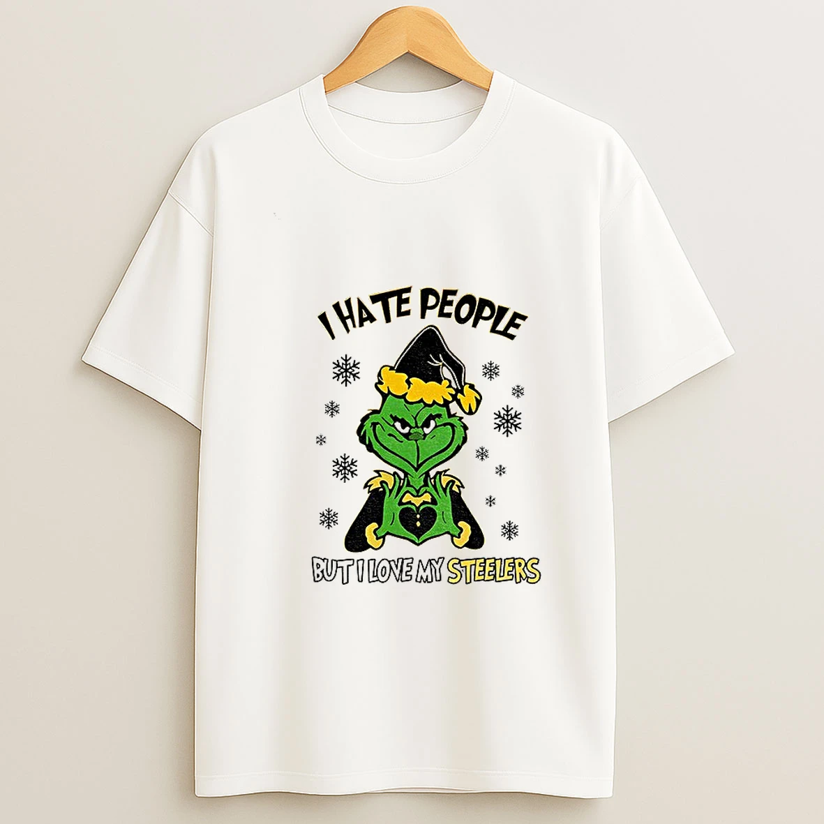 Pittsburgh Steelers Christmas Grinch I Hate People But I Love My Steelers T Shirt