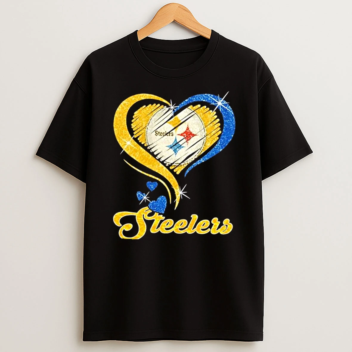Pittsburgh Steelers Football In Glitter Heart Fans T Shirt
