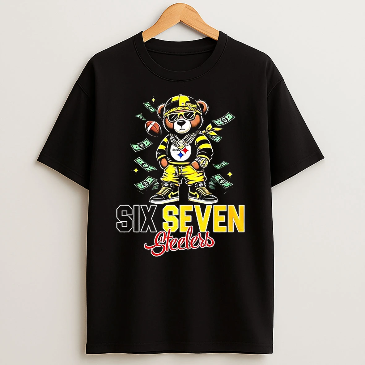 Pittsburgh Steelers Football Teddy Bear Gangster Six Seven T Shirt