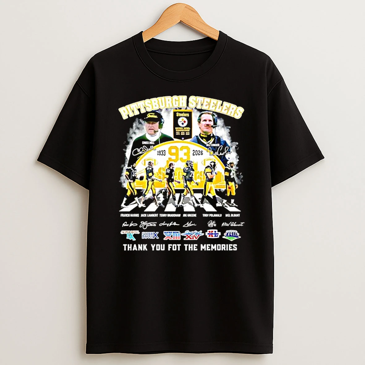 Pittsburgh Steelers Legendary Two Coach And Players Signatures 93 Years T Shirt