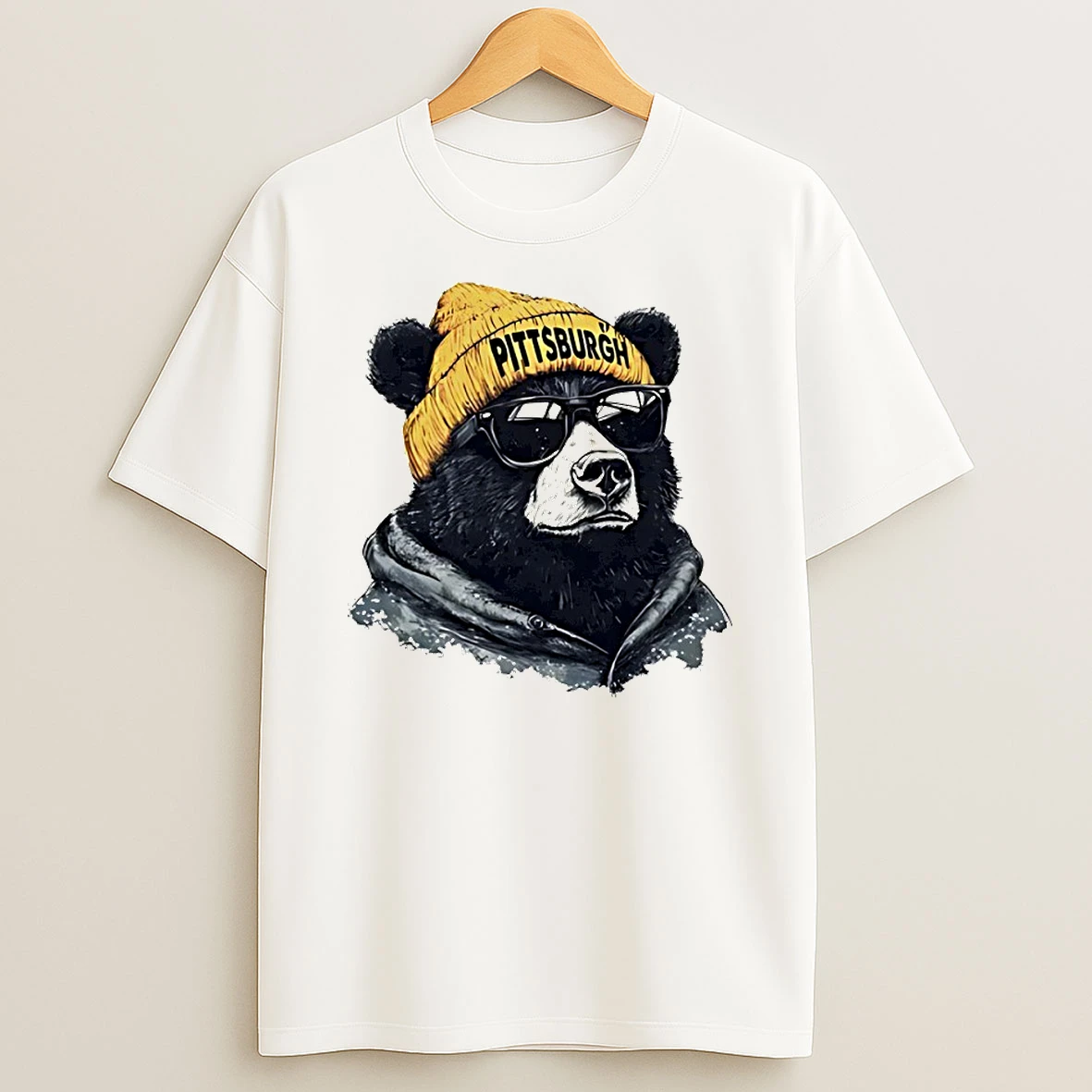 Pittsburgh Steelers Mascot Wearing A Beanie And Sunglasses Circle T Shirt