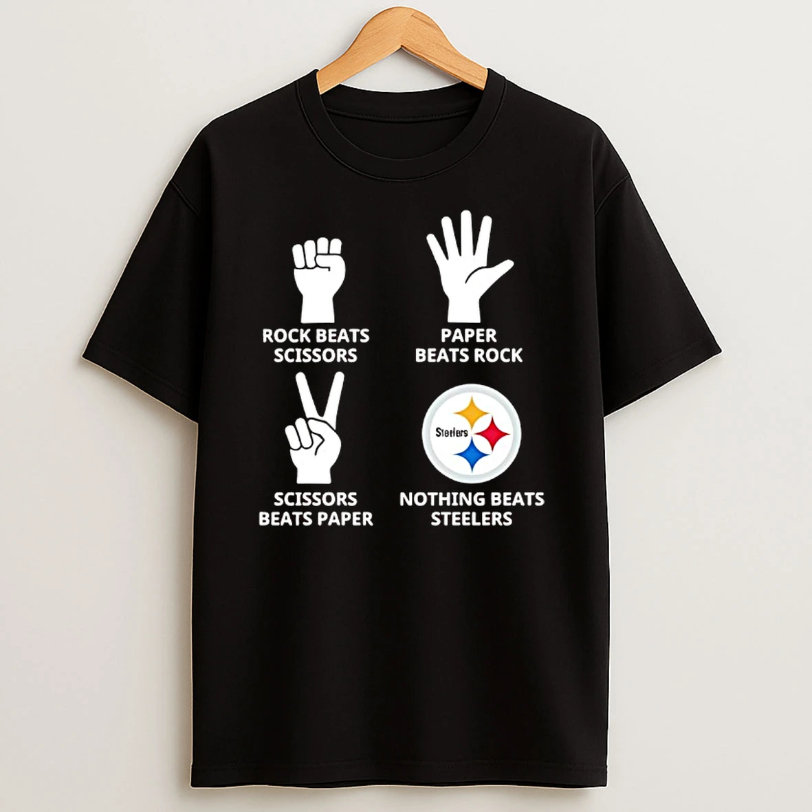Pittsburgh Steelers Nothing Beats Rock Beats Scissors Paper Beats Rock Scissors Beats Paper T Shirt